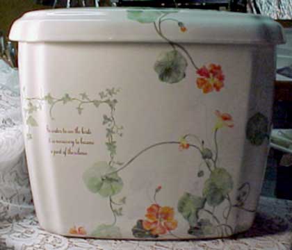 Toilet Tank Painted with Flowers